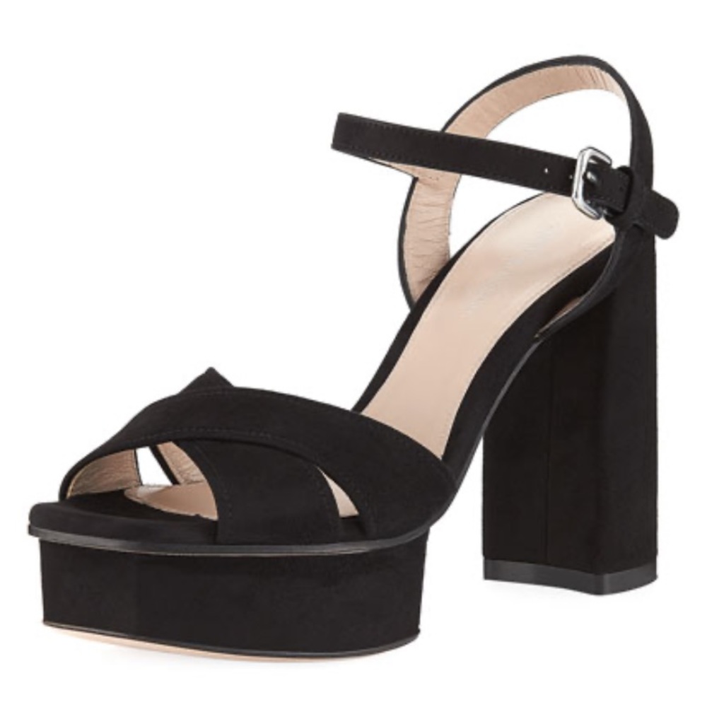 NWT Stuart Weitzman Black Suede Platform Heels